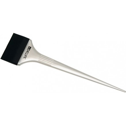 Кисть-лопатка DEWAL, для окрашивания прядей, силиконовая, черная с белой ручкой, широкая, 54 мм