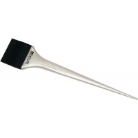 Кисть-лопатка DEWAL для окрашивания корней, силиконовая, черная с белой ручкой, узкая 44мм