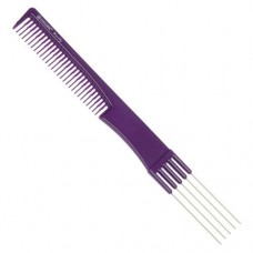 Расческа DEWAL Beauty для начеса с металлическими зубцами, фиолетовая 19 см
