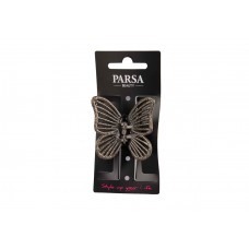 Заколка-краб для волос Parsa Beauty, серии Wild&Magic, коричнево-золотая, бабочка