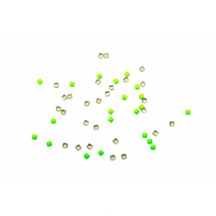 Стразы TNL, металлические квадратные, неоновый зеленый, 2х2, 50 шт/уп