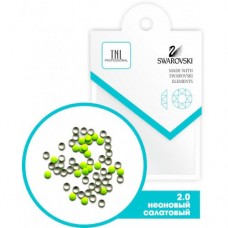 Стразы TNL, металлические кружки, неоновый зеленый №2,0, 50 шт/уп