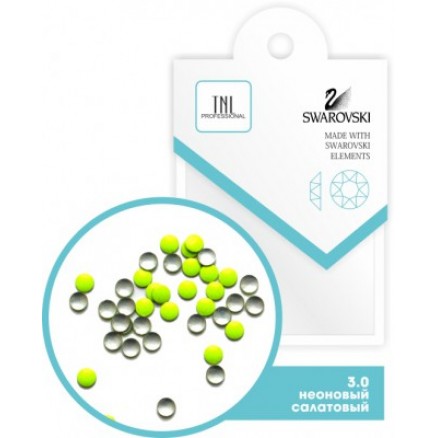 Стразы TNL, металлические кружки, неоновый зеленый №3,0, 50 шт/уп