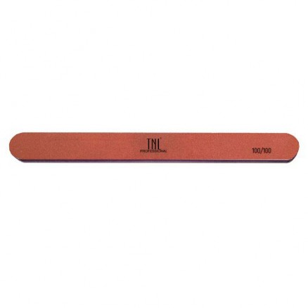 Пилка для ногтей TNL, узкая 100/100 (красная) в индивидуальной упаковке (пластиковая основа)