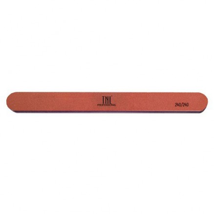 Пилка для ногтей TNL, узкая 240/240 (красная) в индивидуальной упаковке (пластиковая основа)